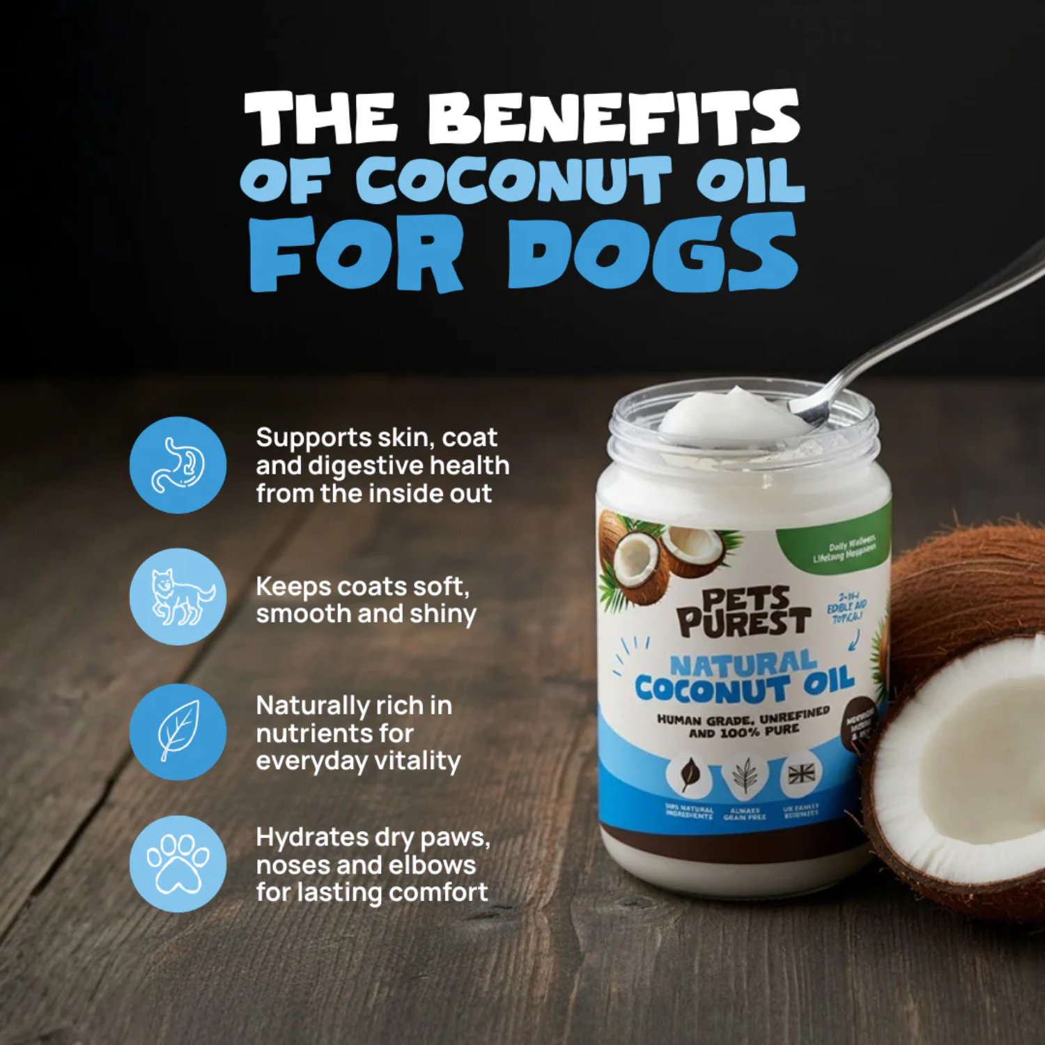 Cold Pressed Organic Coconut Oil for Dogs 340g
