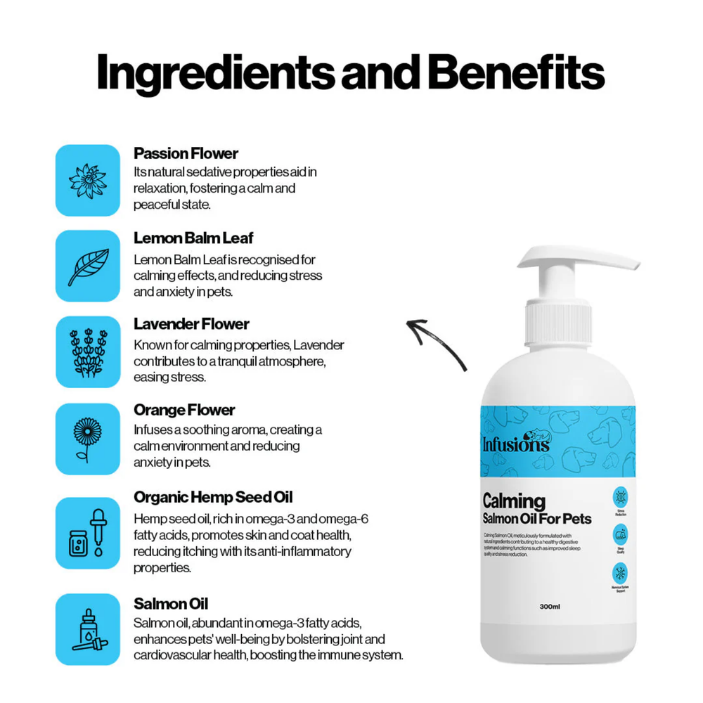 Calming Salmon Oil Blend for Dogs & Cats (300ml)