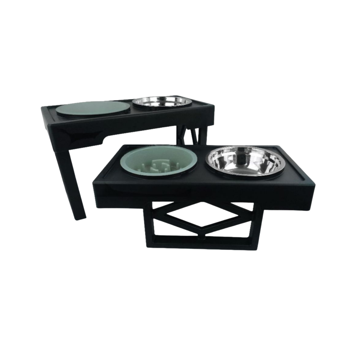 Adjustable Double Diner Bowl Set with Slow Feeder for Dogs – Slow Feeder & Adjustable Height