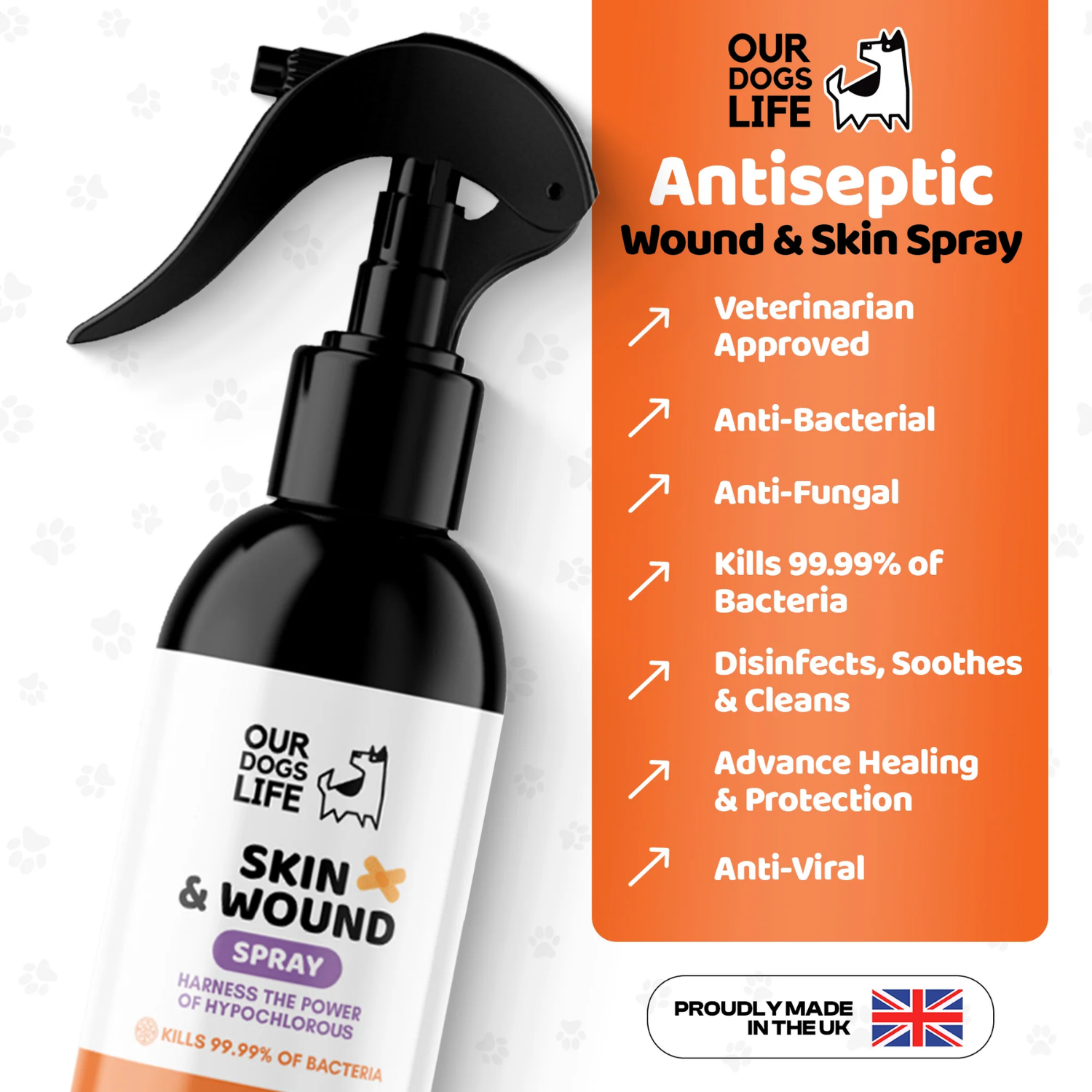 Antiseptic Skin & Wound Recovery Support Spray for Dogs 250ml packaging – Targets Bacteria