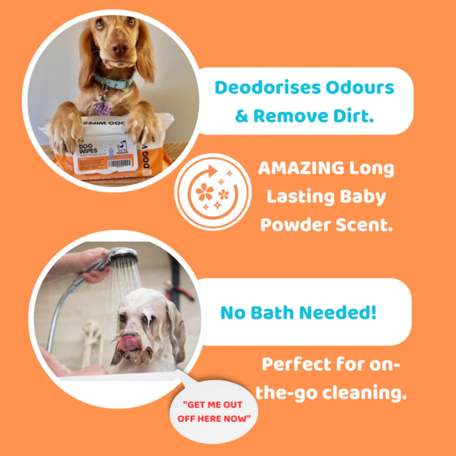 Baby Powder Scented Grooming Wipes for Dogs - 100 Pack packaging – Biodegradable