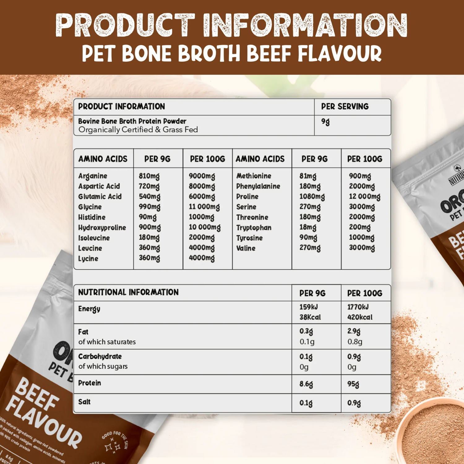 Beef Bone Broth Powder for Dogs & Cats — 250ml product detail – Healthy Coat