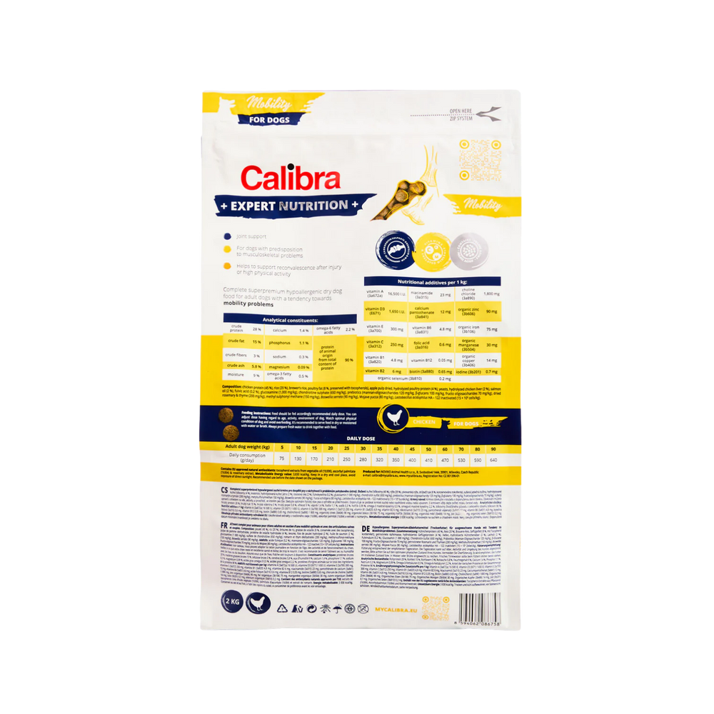 Calibra Expert Nutrition Mobility Dog Food packaging – Omega-3 Rich