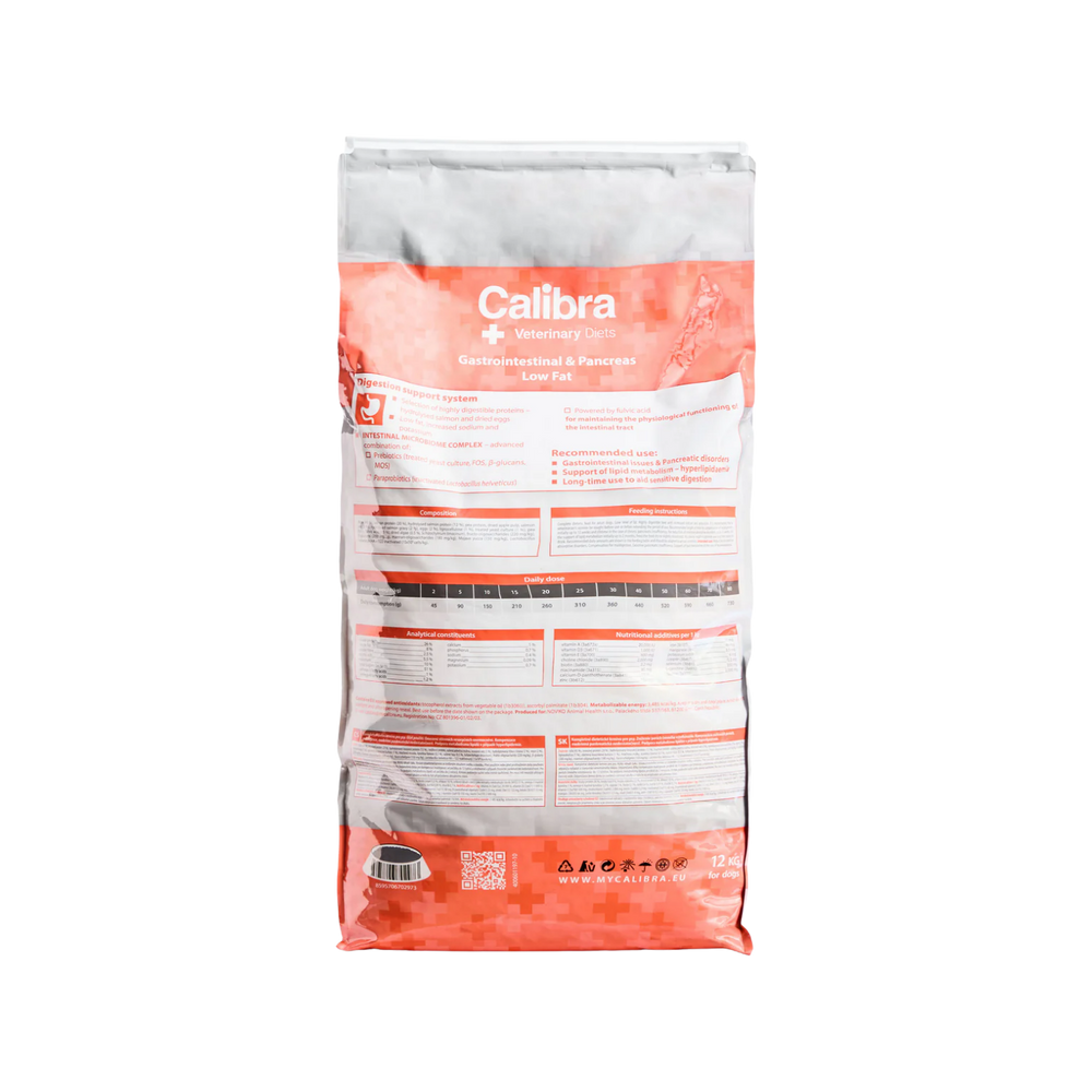 Calibra Gastrointestinal & Pancreas Support Low Fat Dog Food packaging – Gut Support