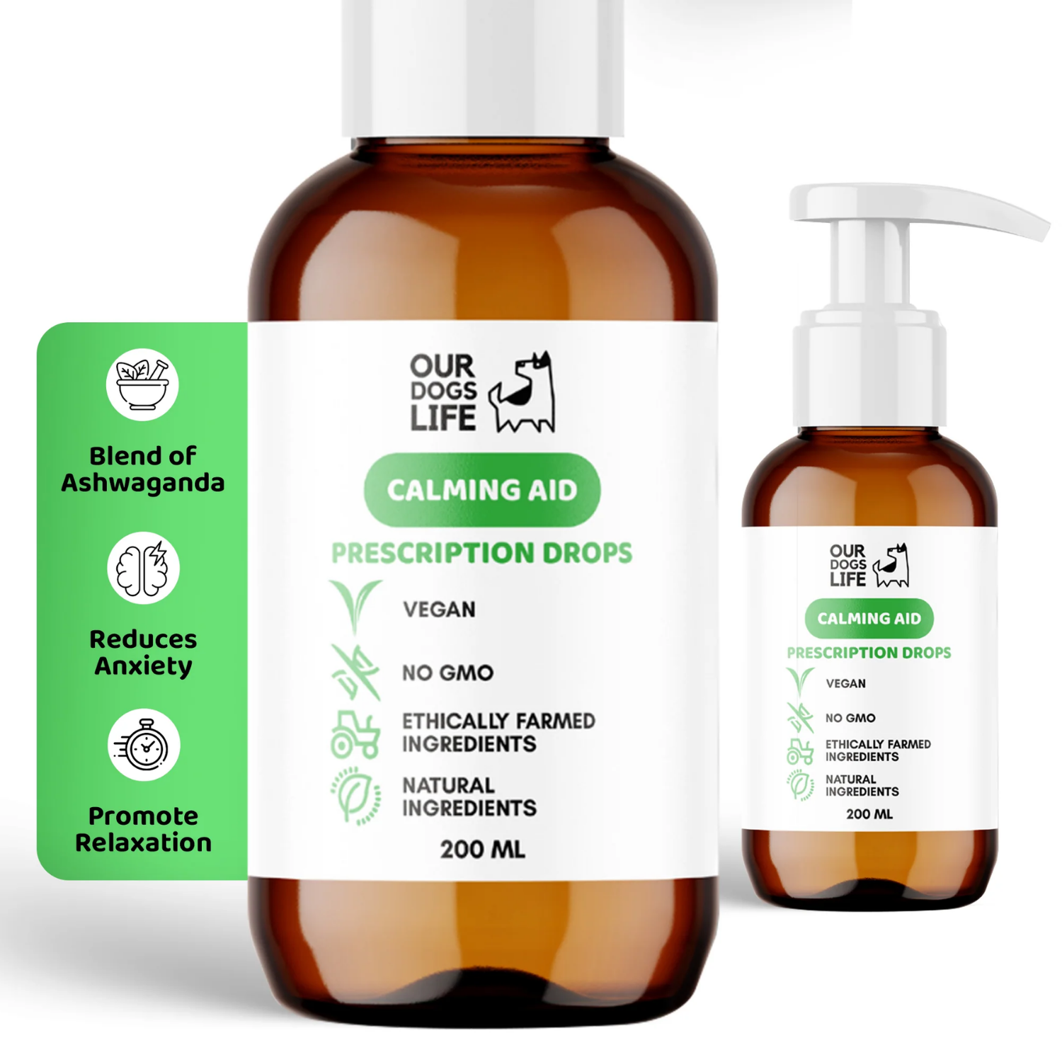 Calming Drops for Dogs - Natural Anxiety Relief (200ml) packaging – Anxiety Relief