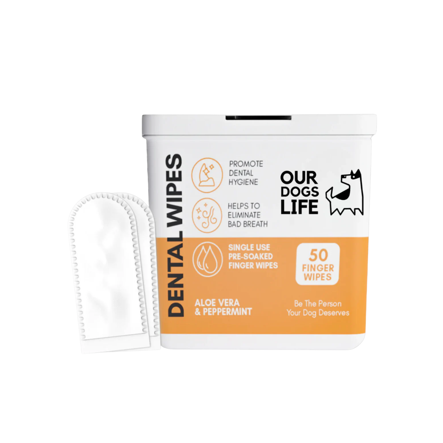 Dental Cleaning Wipes for Dogs - 50 Wipes per Pack – Fights Bad Breath & Reduces Plaque
