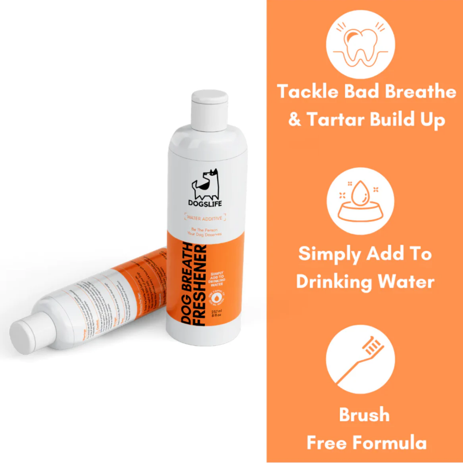 Dental Water Additive for Dogs - Fights Bad Breath & Plaque packaging – Reduces Plaque