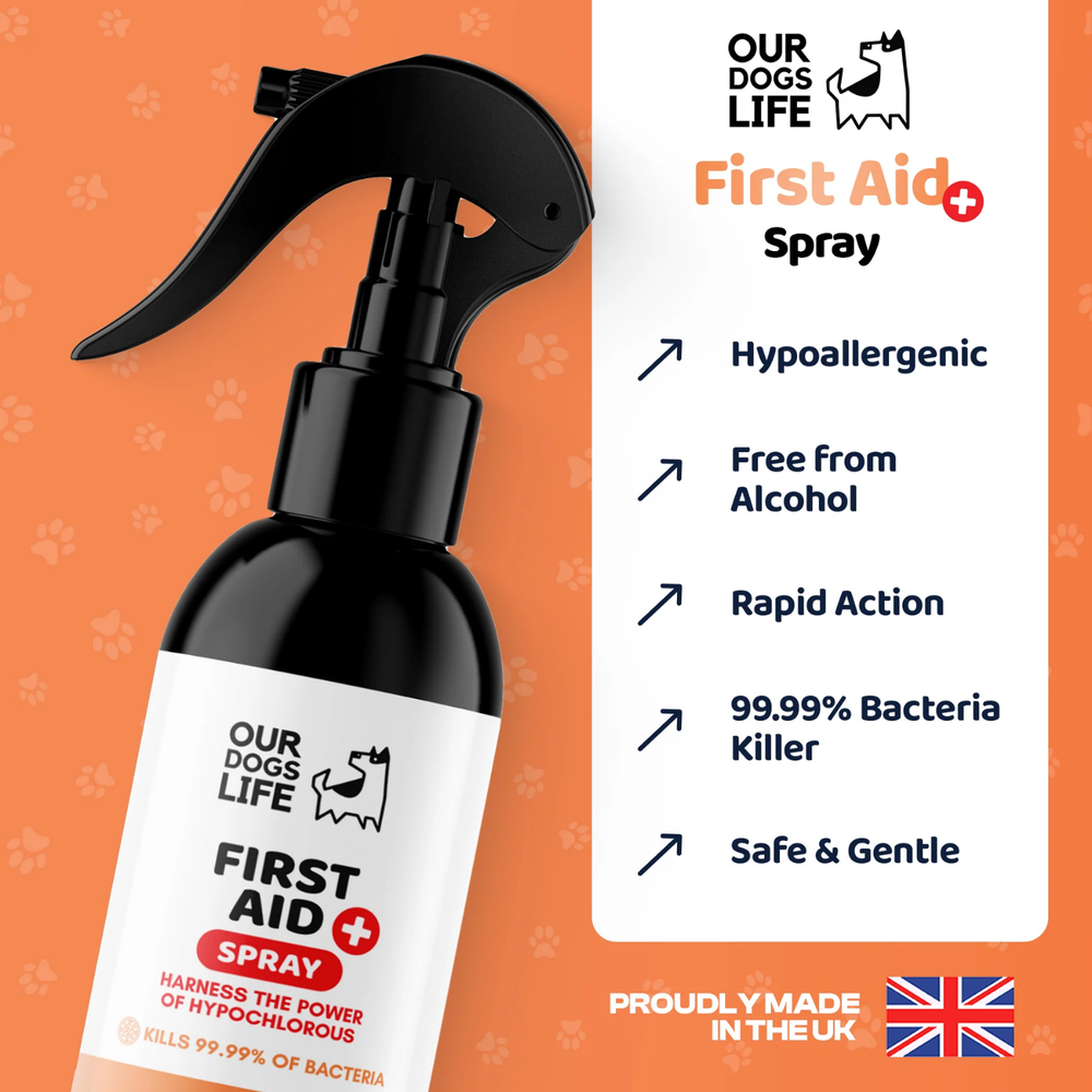 Dog First Aid Antiseptic Spray 250ml - Hypochlorous Formula packaging – Targets Bacteria