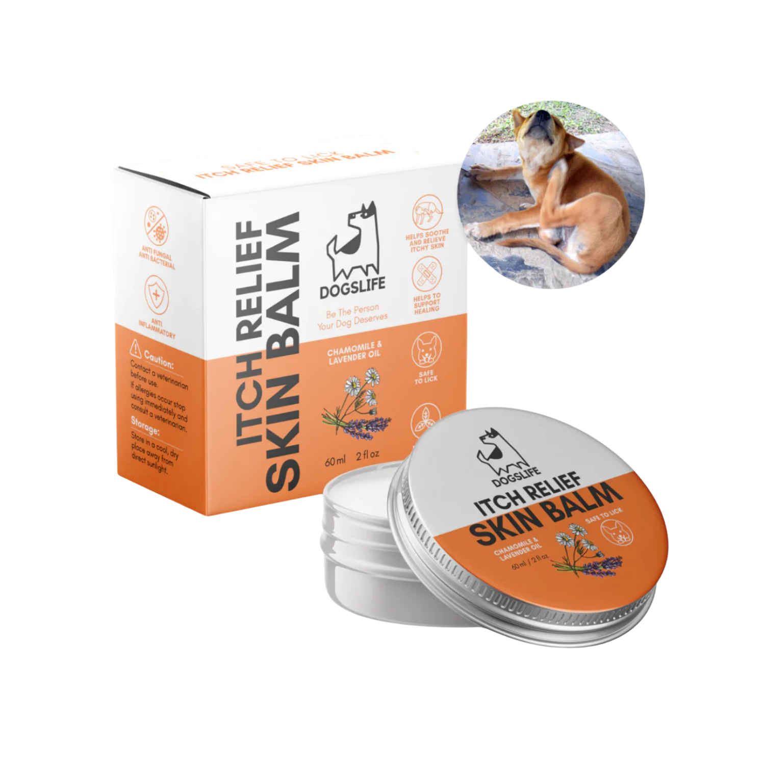 Dog Skin Itch Relief Balm - Natural & Organic, 60ml – Fast Itch Relief & Soothing Comfort