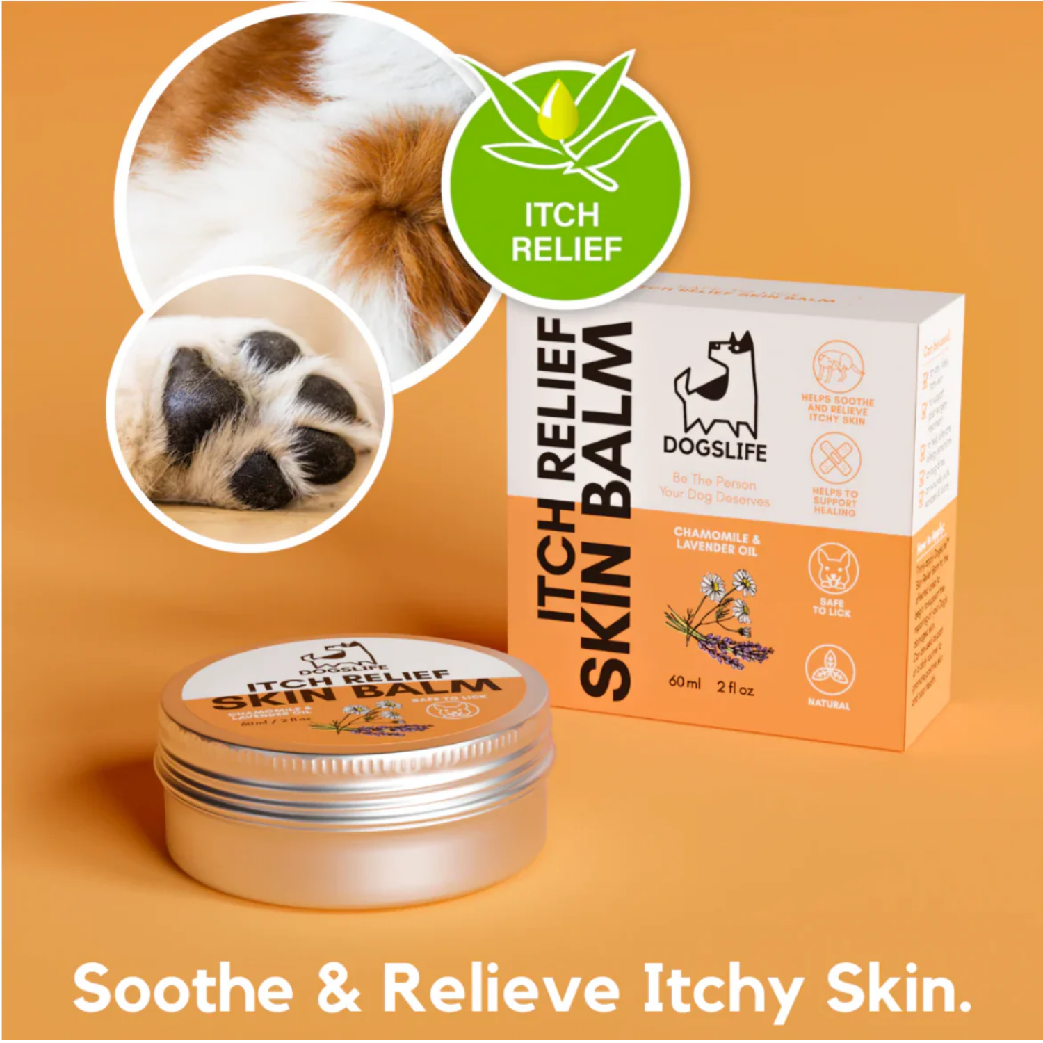 Dog Skin Itch Relief Balm - Natural & Organic, 60ml packaging – Soothing Comfort