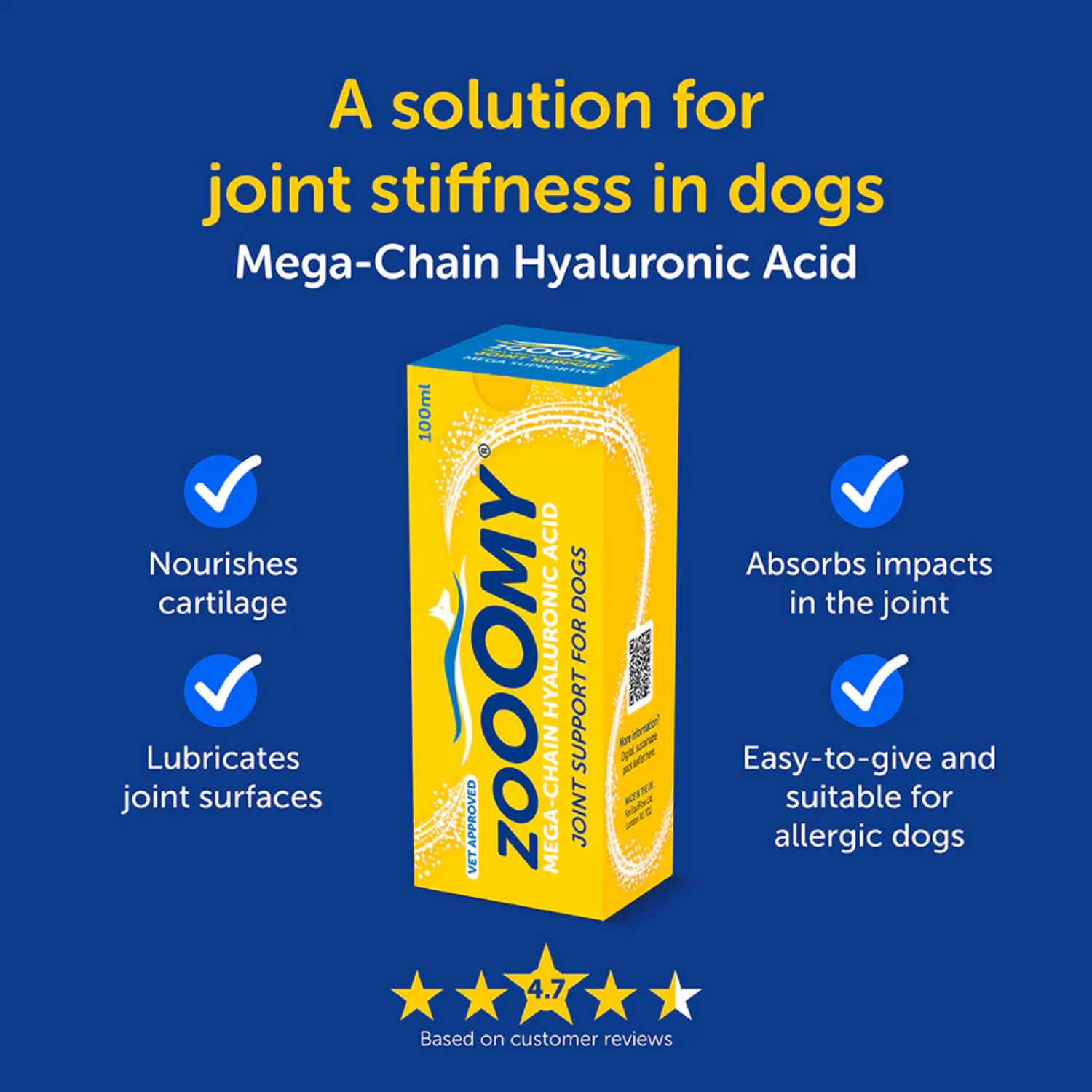 Zoomy Hyaluronic Acid Liquid Joint Supplement for Dogs usage view – Sugar Free