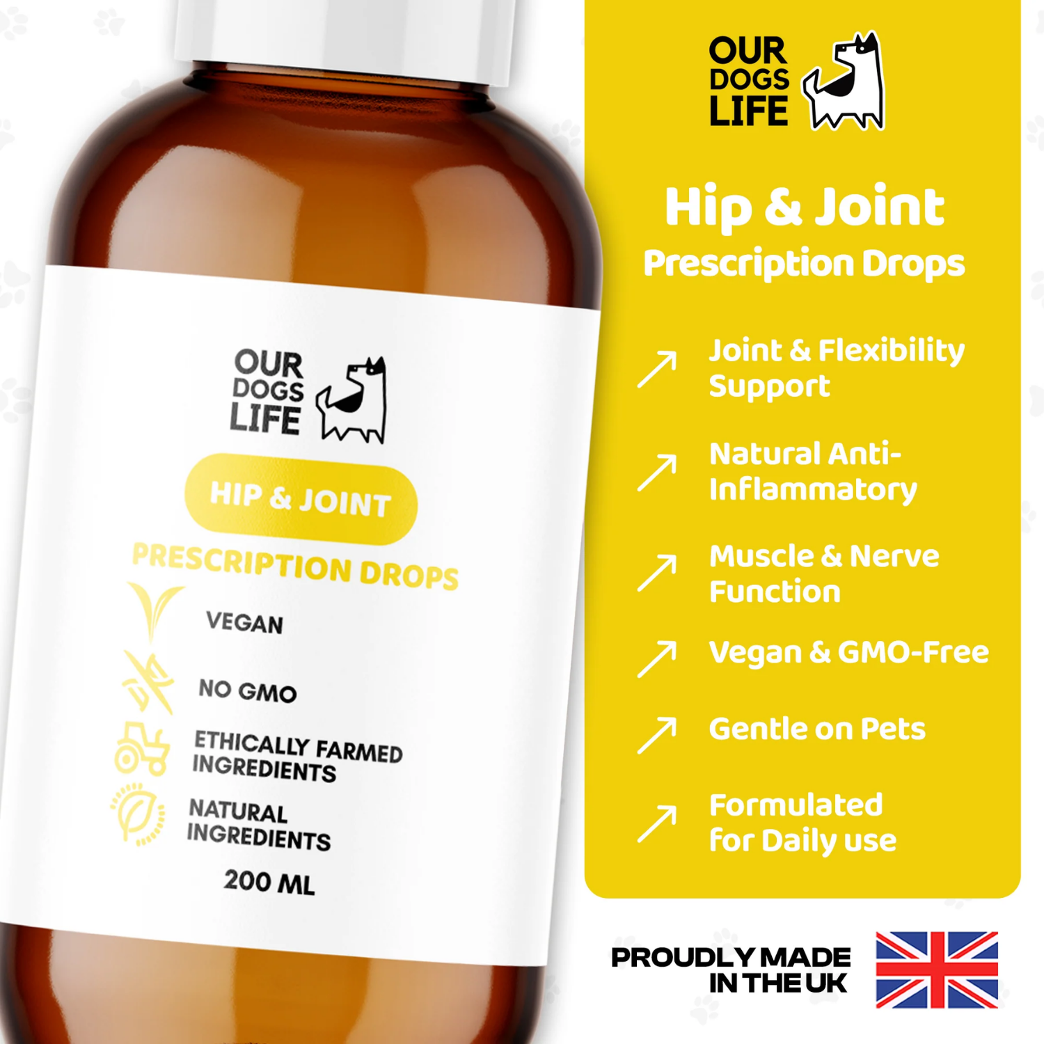 Joint & Hip Supplement Drops for Dogs (200ml) product detail – Natural Formula
