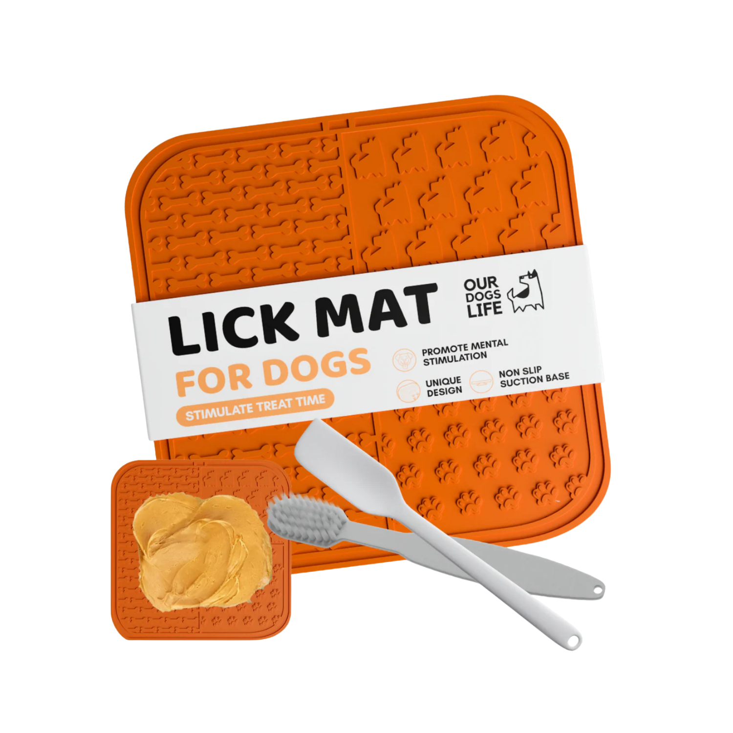 Lick Mat for Dogs with Spreader & Brush – Anxiety Relief & Mental Stimulation