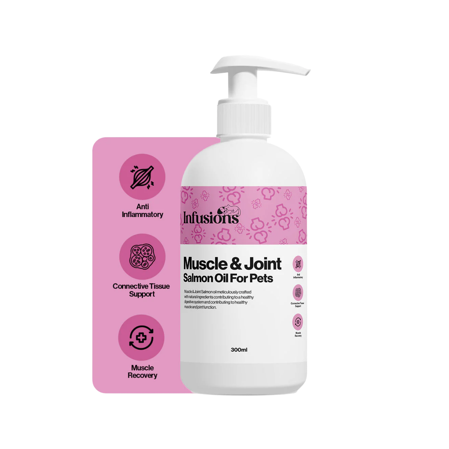 Muscle & Joint Salmon Oil for Pets (300ml) packaging – Omega-3 Boost
