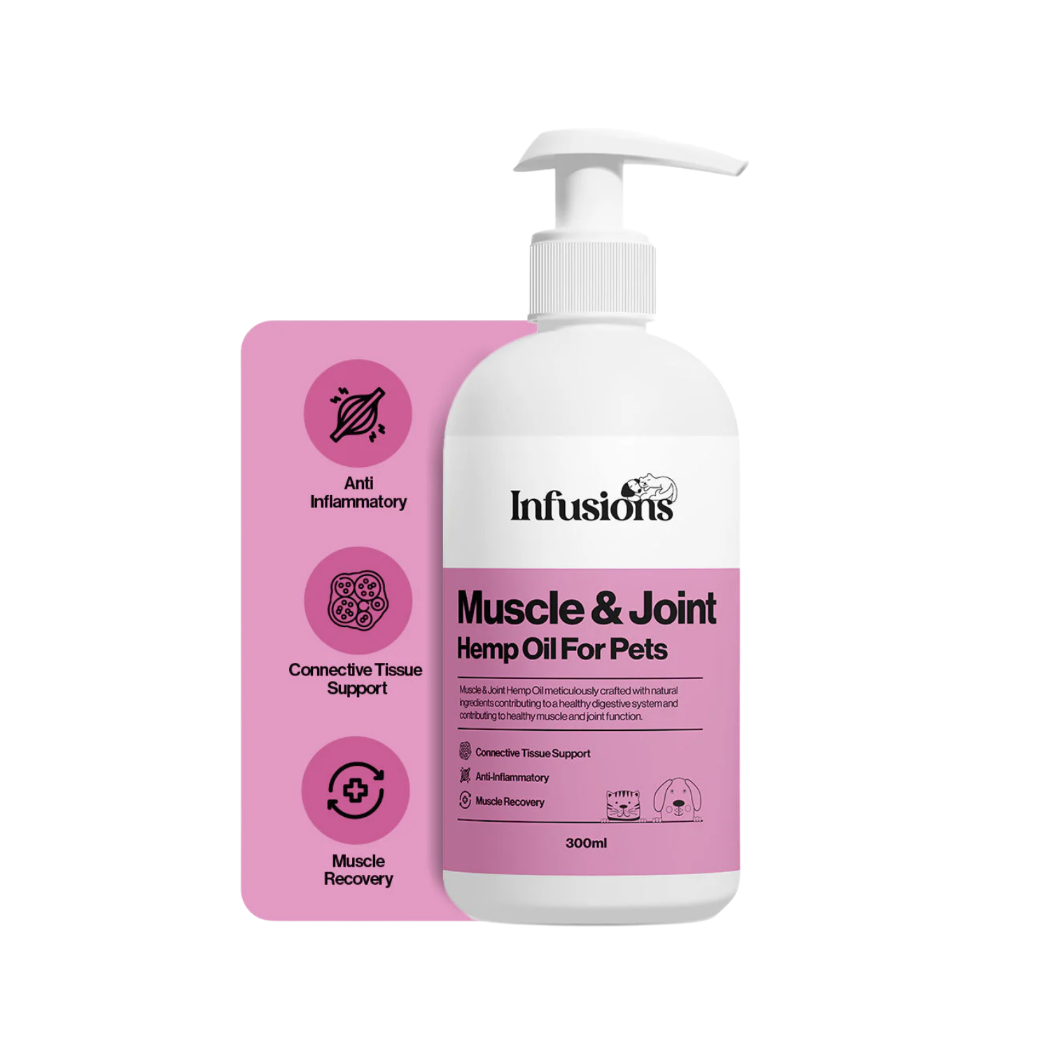 Muscle & Joint Support Hemp Oil for Pets (300ml) packaging – Muscle Recovery