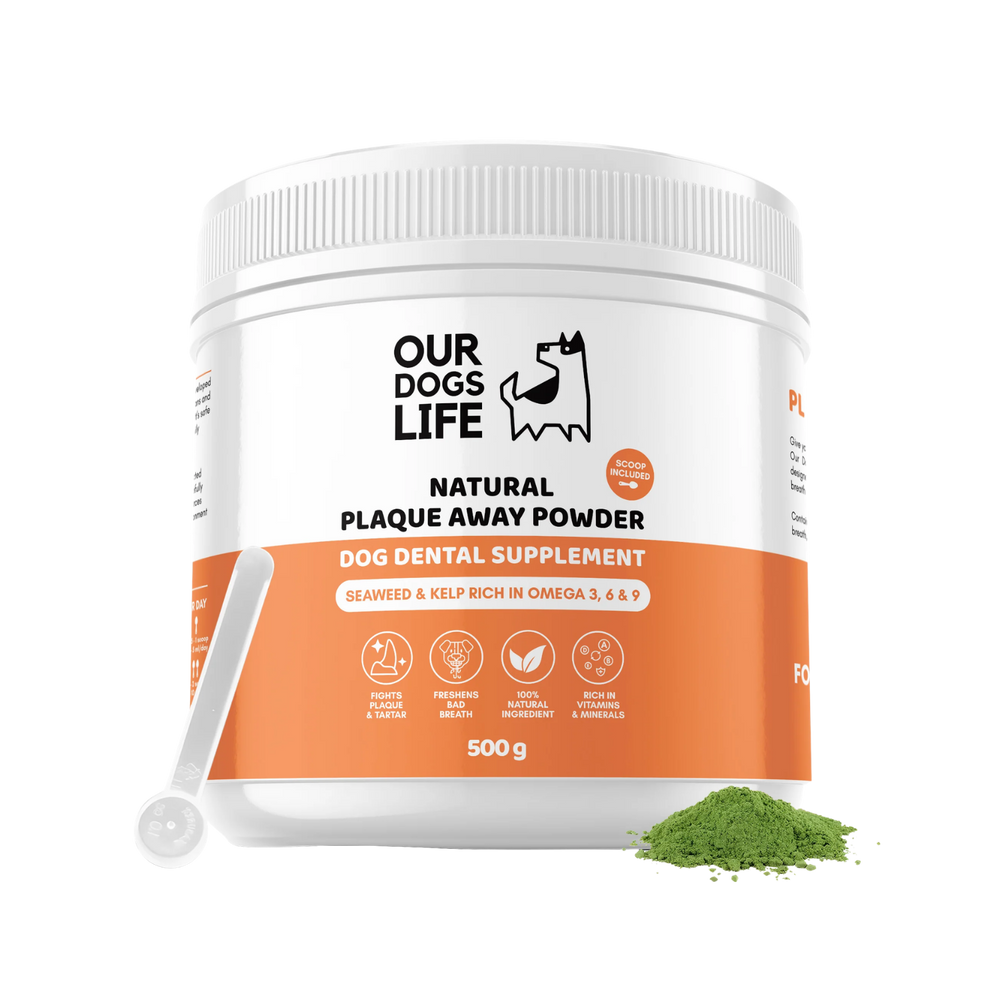 Natural Plaque & Tartar Remover Powder for Dogs packaging – Freshens Breath