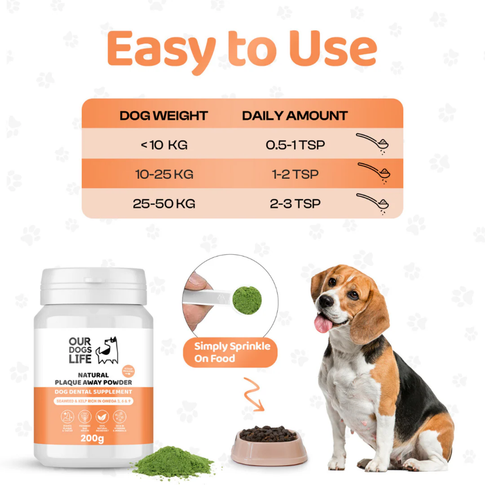 Natural Plaque & Tartar Remover Powder for Dogs usage view – Natural Formula
