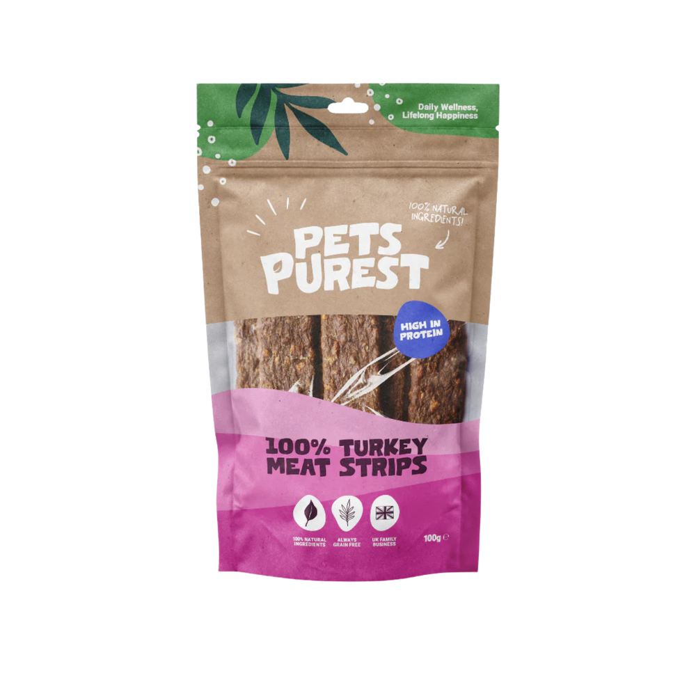 Natural Turkey Meat Strips for Dogs | Grain-Free | 100g – Single Ingredient & Grain-Free