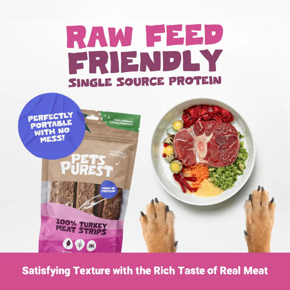 Natural Turkey Meat Strips for Dogs | Grain-Free | 100g product detail – High Protein