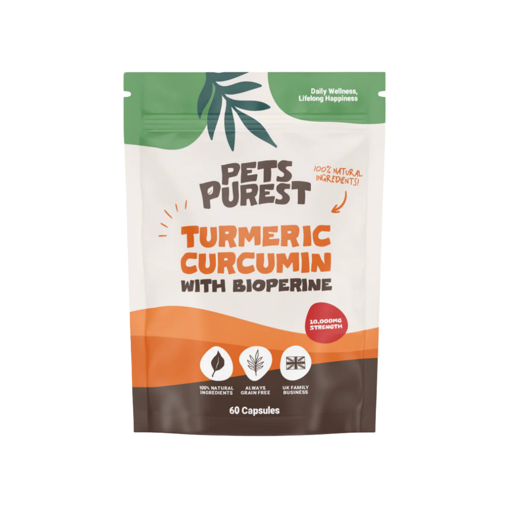 Natural Turmeric Curcumin Capsules for Dogs & Cats - 60 Caps – Joint Support & Improved Mobility