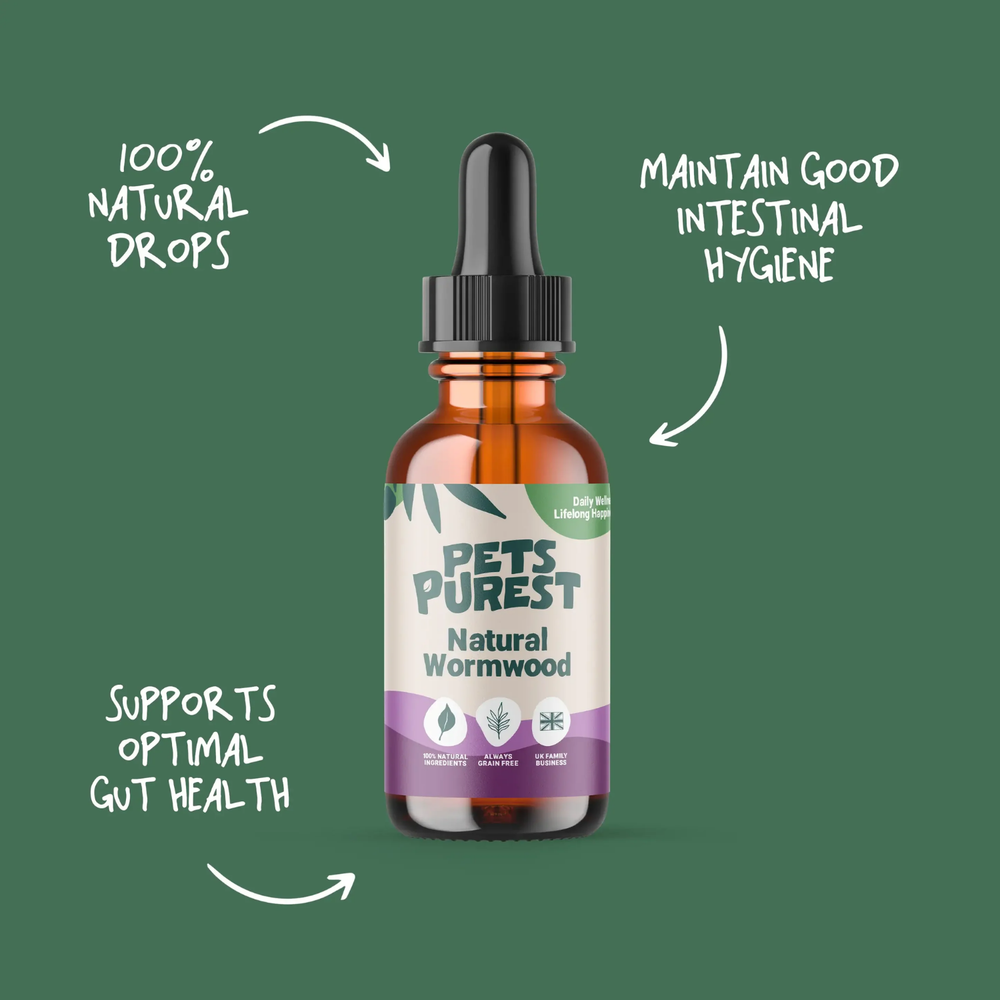 Natural Wormwood Herbal Drops for Dogs & Cats 50ml packaging – Digestive Support