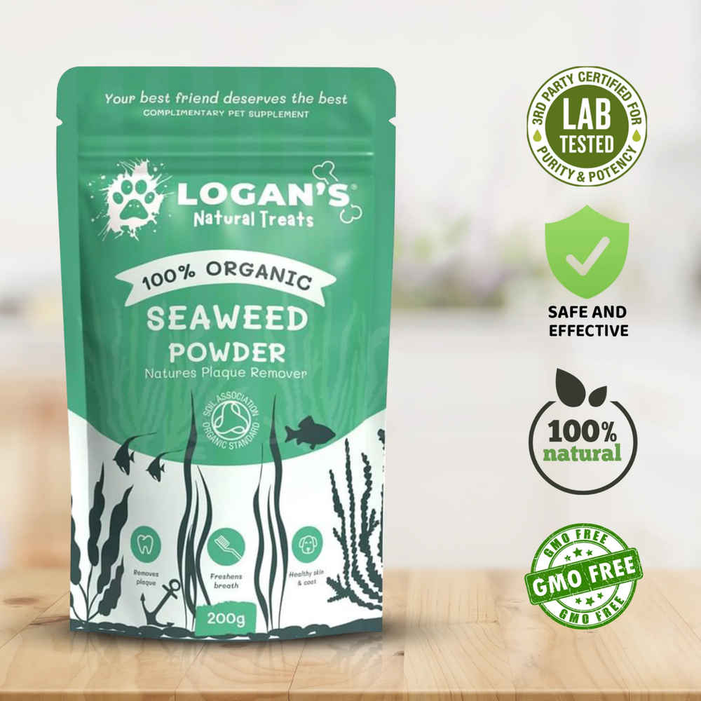 Organic Seaweed Powder – Dental & Thyroid Support for Dogs & Cats usage view – Plaque Reduction