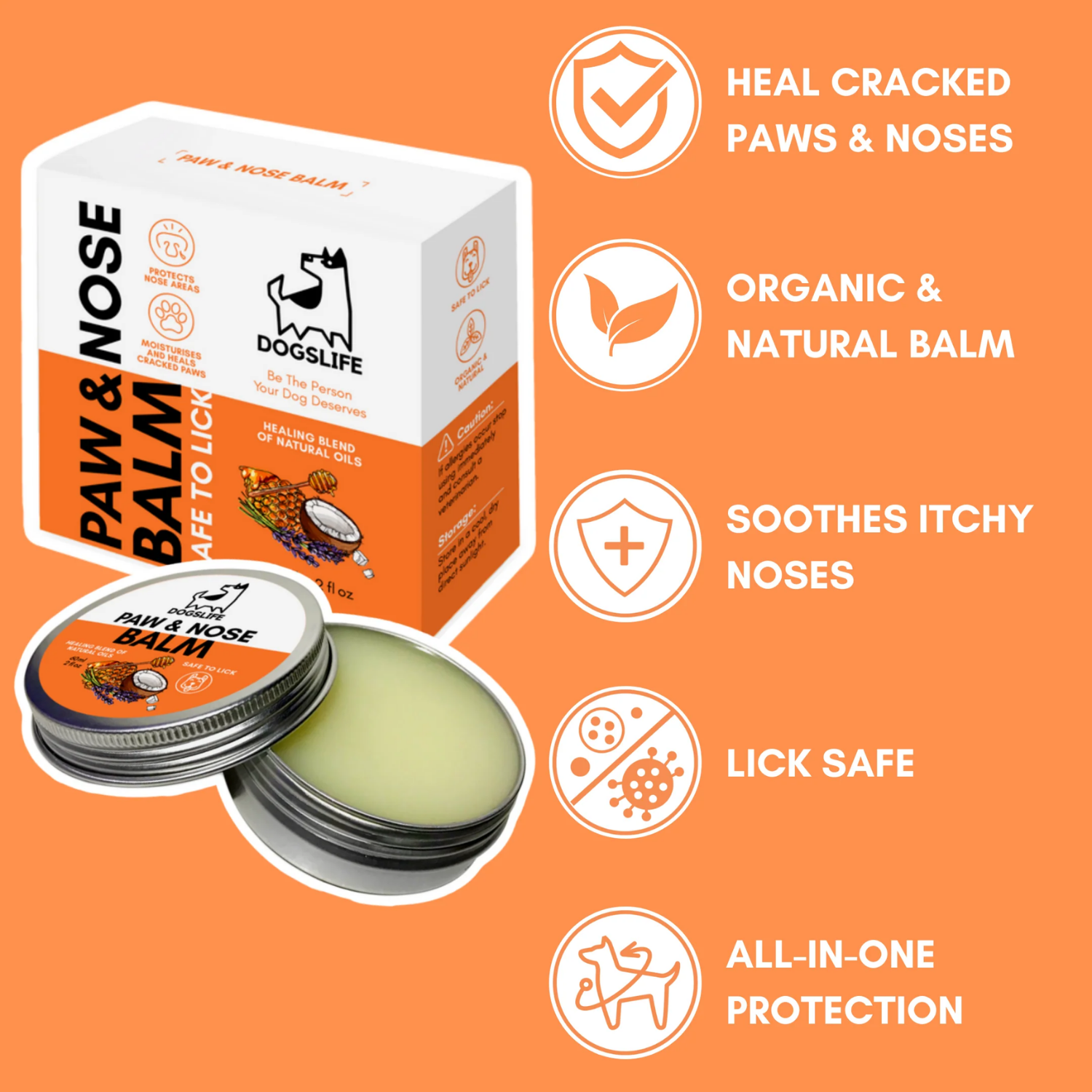Paw & Nose Balm for Dogs - Soothes Dry & Cracked Skin packaging – Anti-Fungal