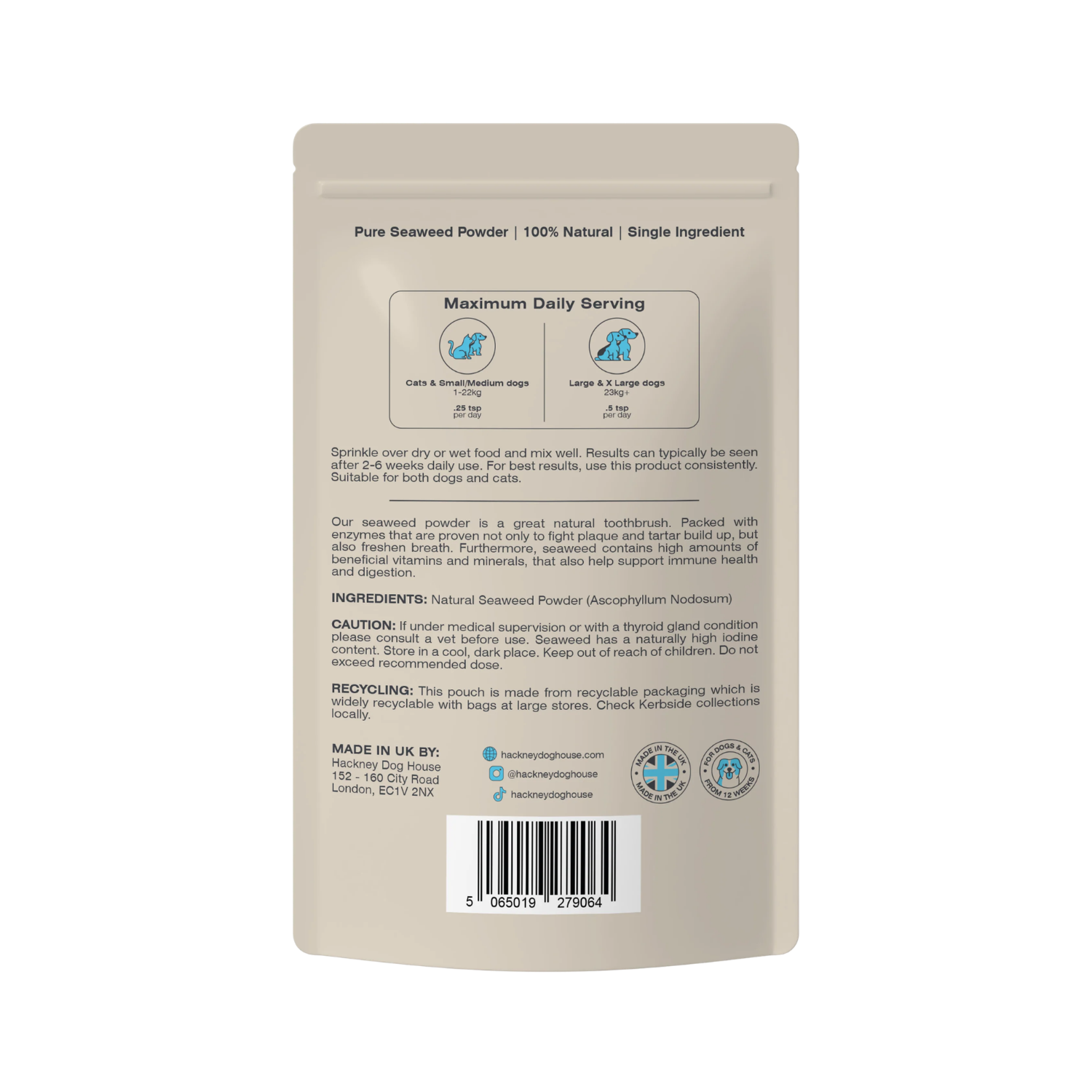 Plaque Seaweed Powder for Dogs & Cats | 80 Servings packaging – Freshens Breath