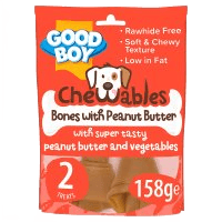 Rawhide Free Peanut Butter Medium Bones for Dogs 2pk