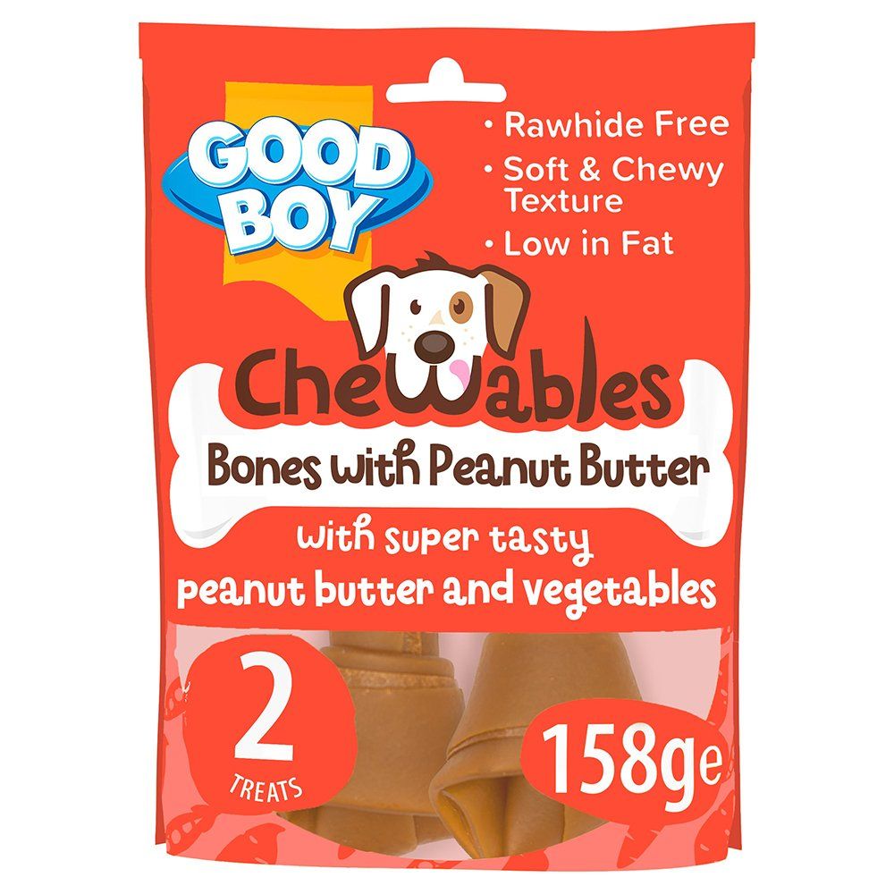 Rawhide Free Peanut Butter Medium Bones for Dogs 2pk