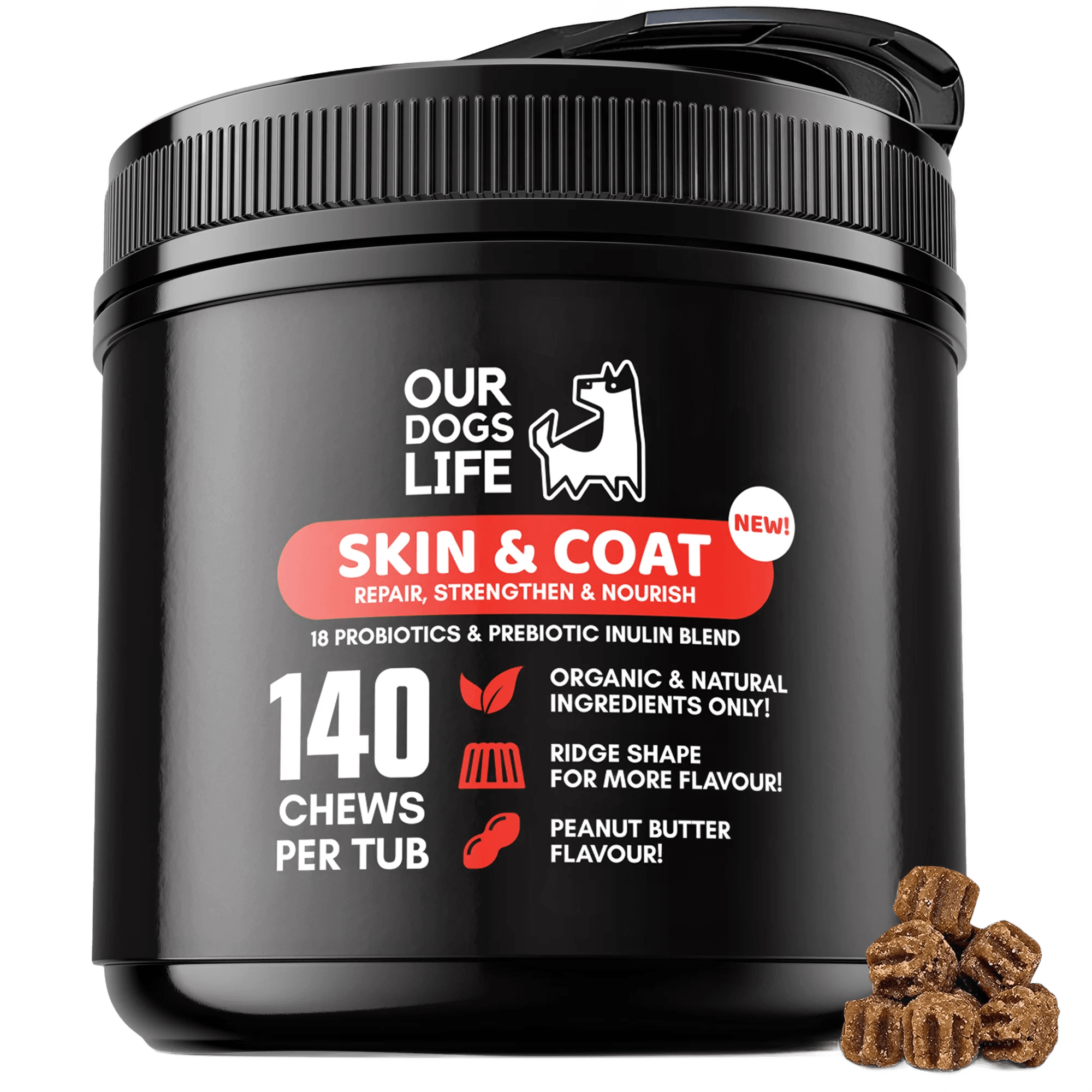 Skin & Coat Supplement Chews for Dogs — 140 Chews