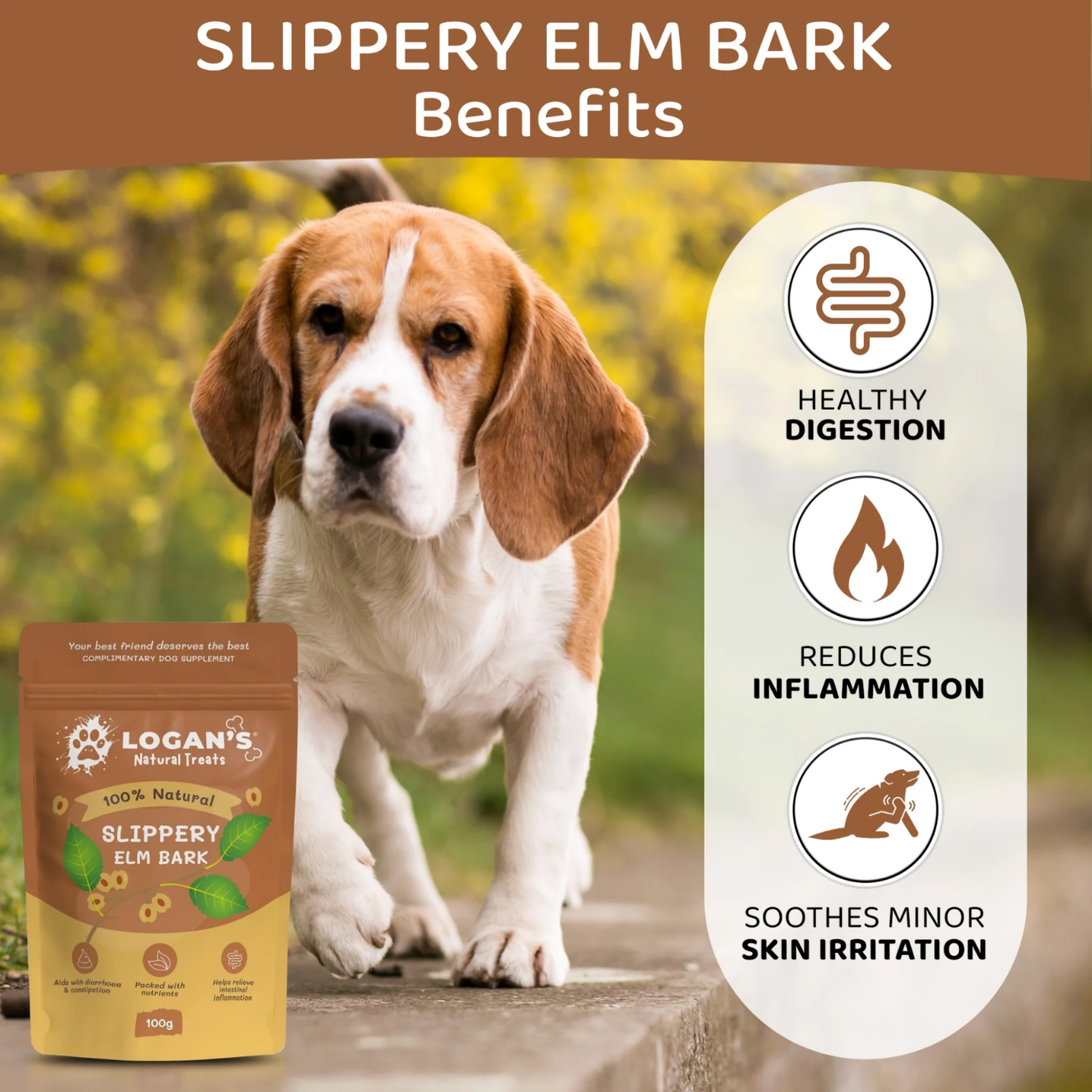 Slippery Elm Bark Powder – Digestive Health Supplement for Pets product detail – Single Ingredient