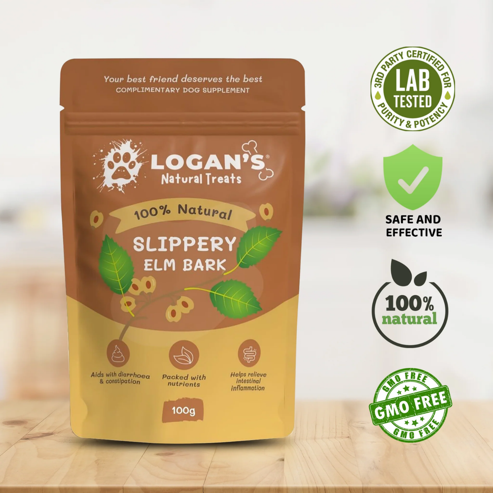 Slippery Elm Bark Powder – Digestive Health Supplement for Pets label detail – Cats and Dogs