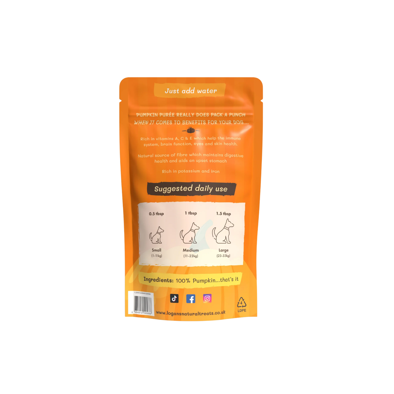 Pumpkin Powder – High-Fibre Digestive Support for Dogs & Cats packaging – Loose Stools