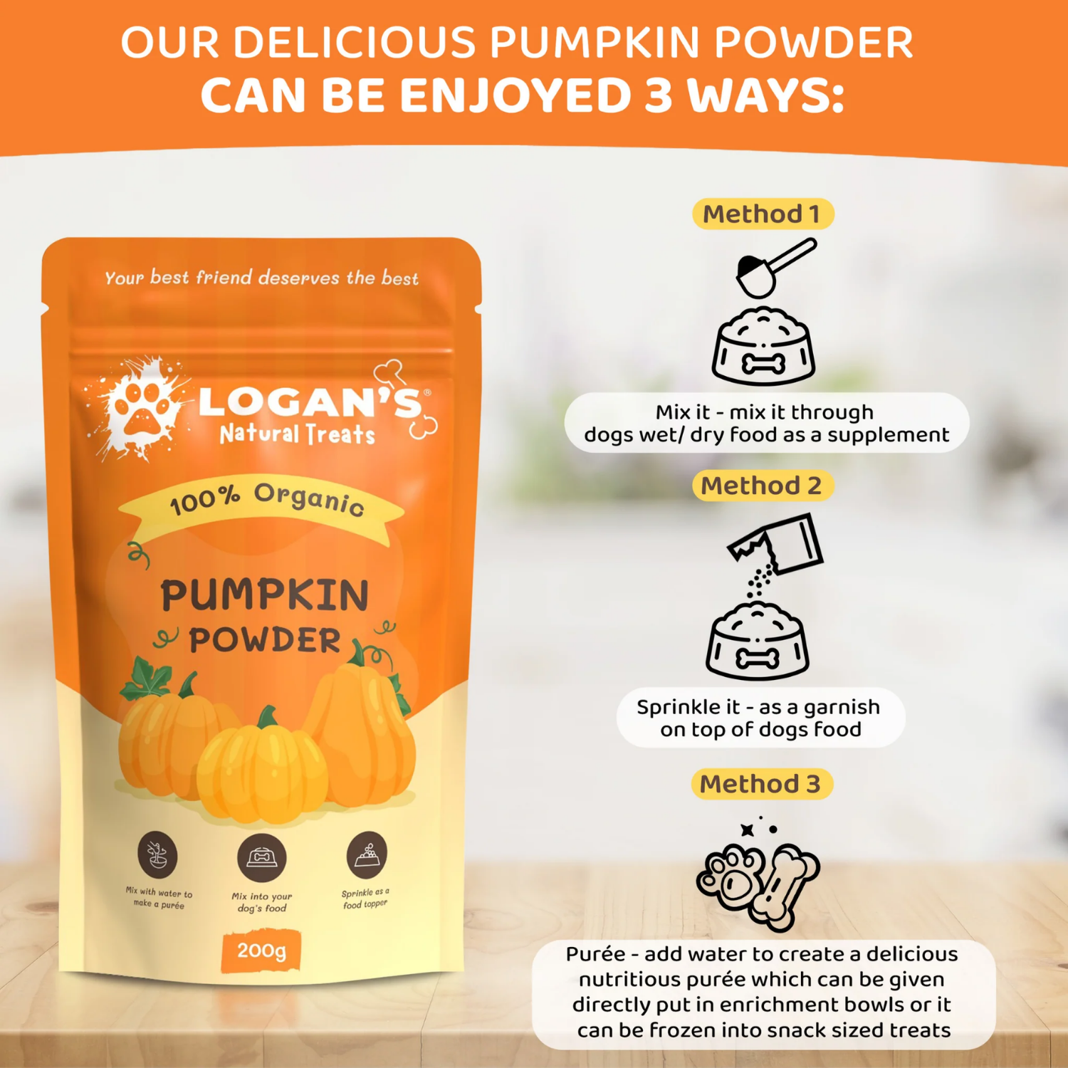 Pumpkin Powder – High-Fibre Digestive Support for Dogs & Cats usage view – Gut Health