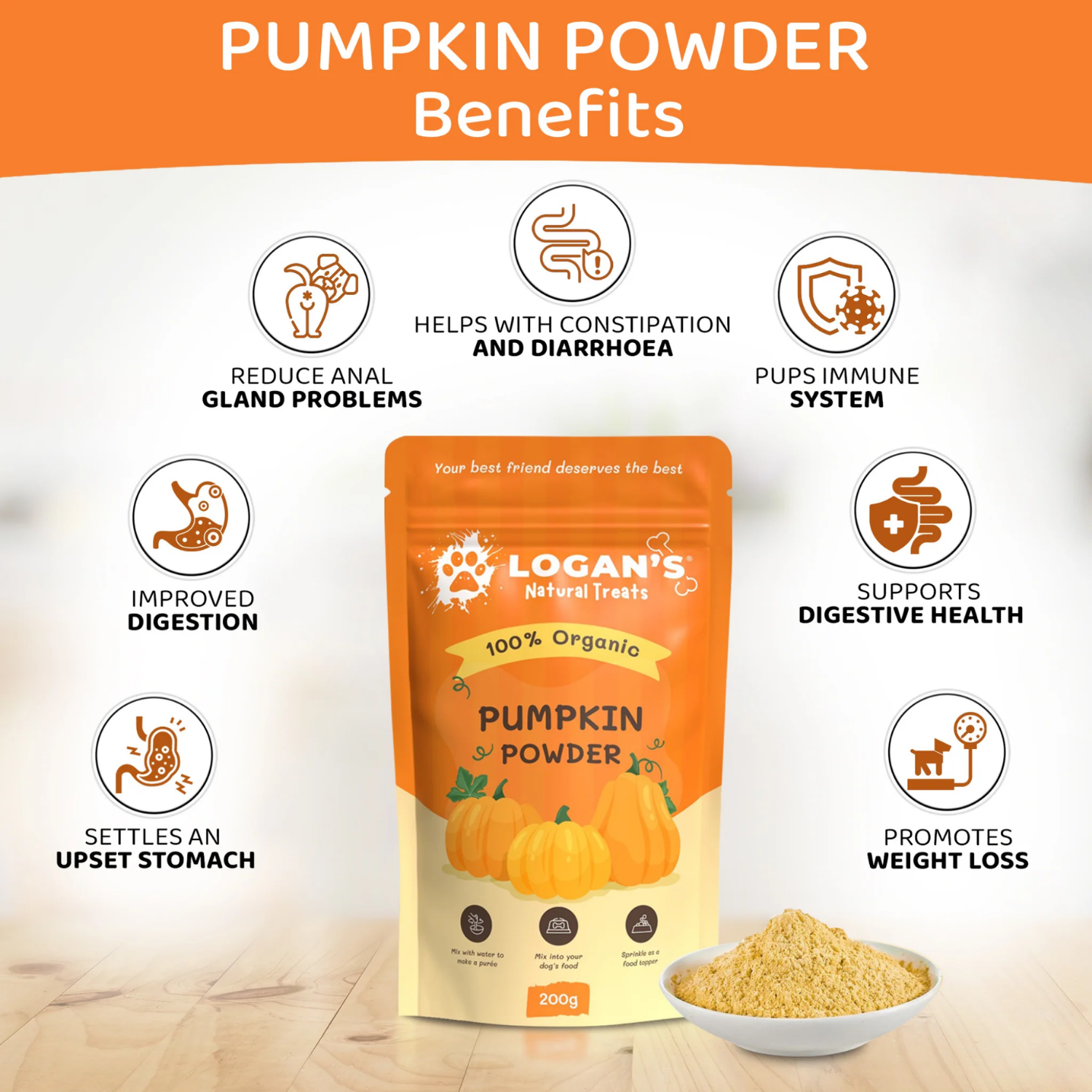 Pumpkin Powder – High-Fibre Digestive Support for Dogs & Cats label detail – Natural Formula