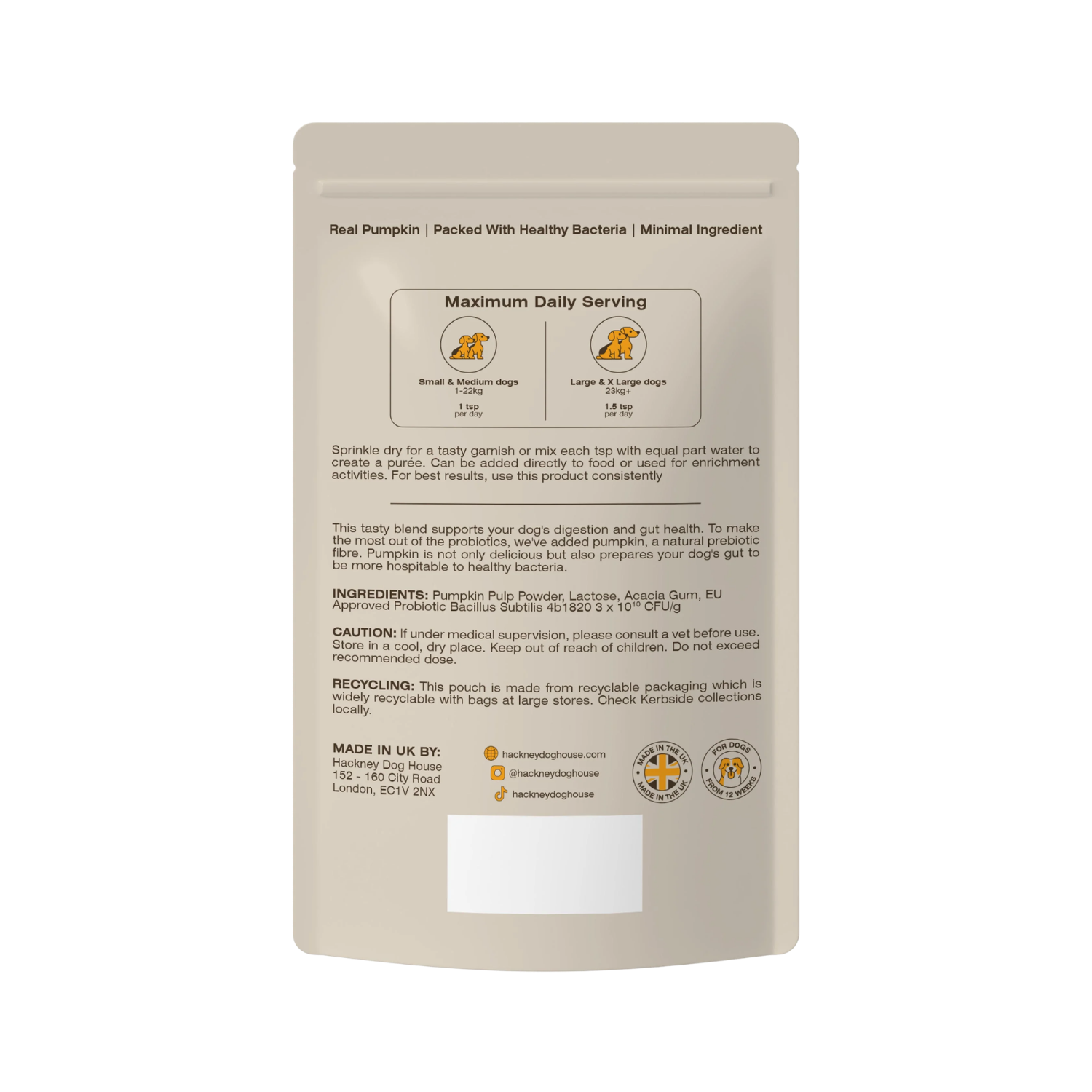 Pumpkin Probiotic Powder for Dogs - 30 Servings packaging – Loose Stools