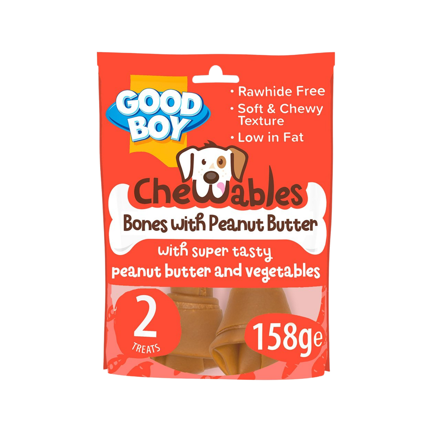 Rawhide Free Peanut Butter Medium Bones for Dogs 2pk – Dental Care & Natural Chew