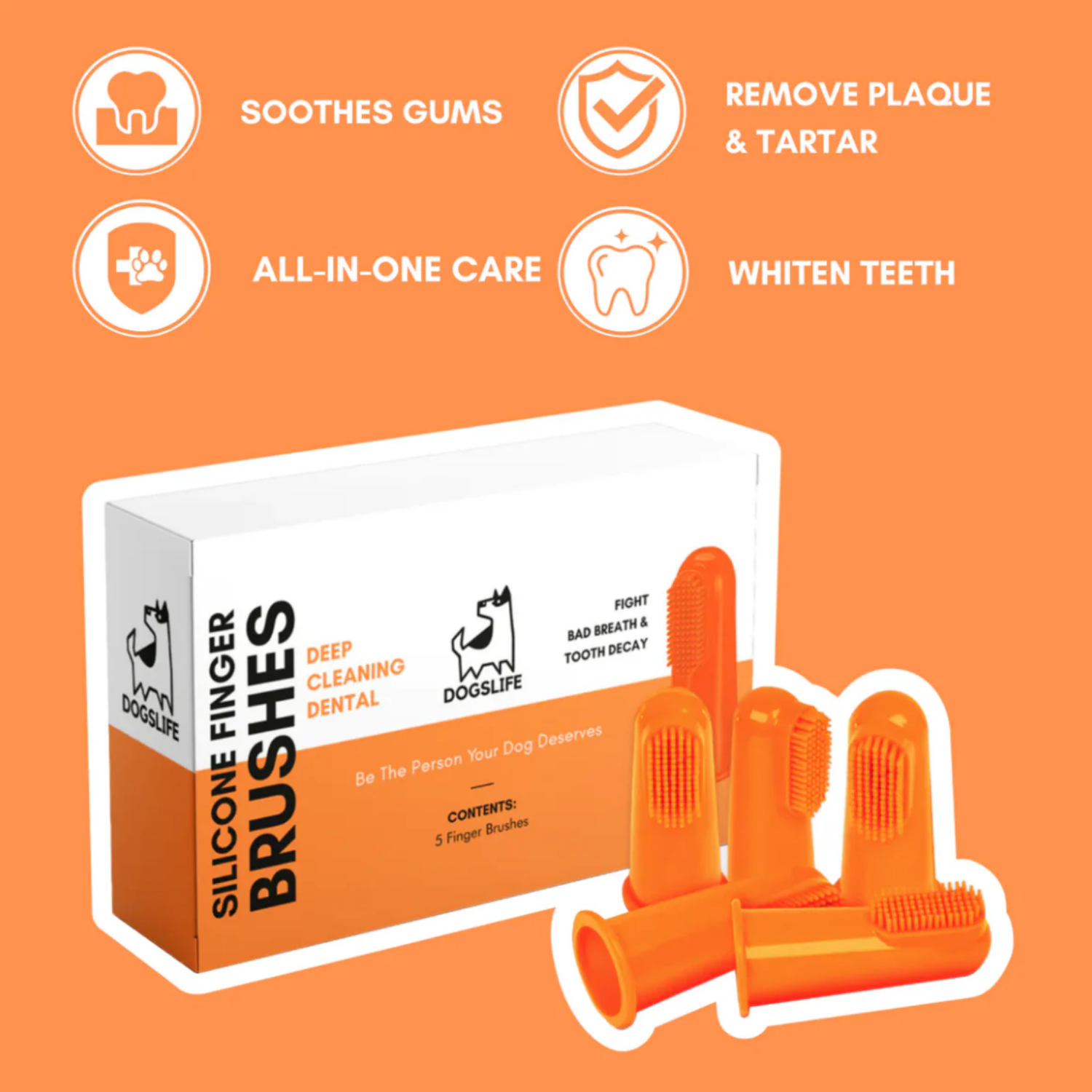 Silicone Finger Toothbrushes for Dogs - Pack of 5 packaging – Freshens Breath