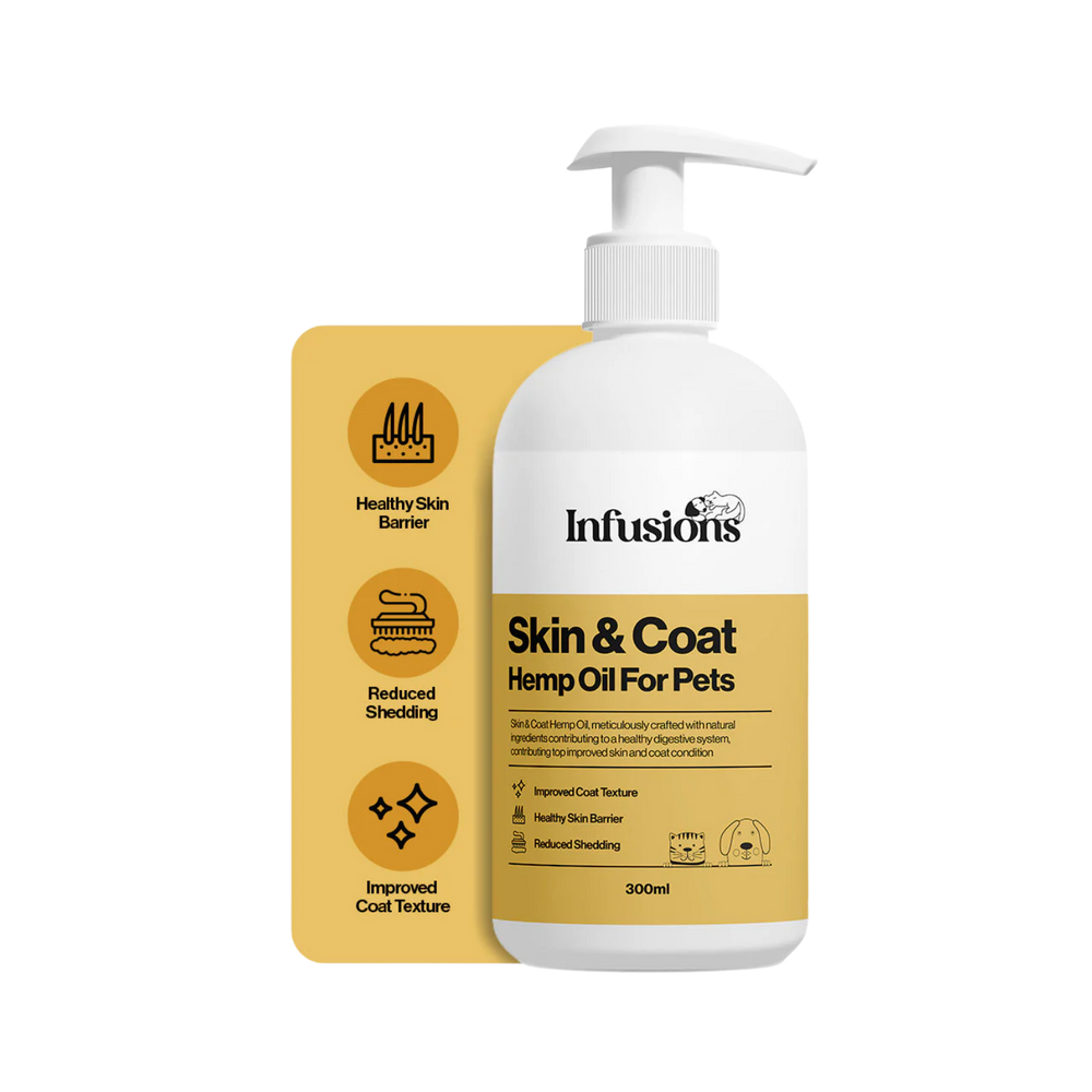 Skin & Coat Hemp Oil for Dogs & Cats (300ml) packaging – Reduces Shedding