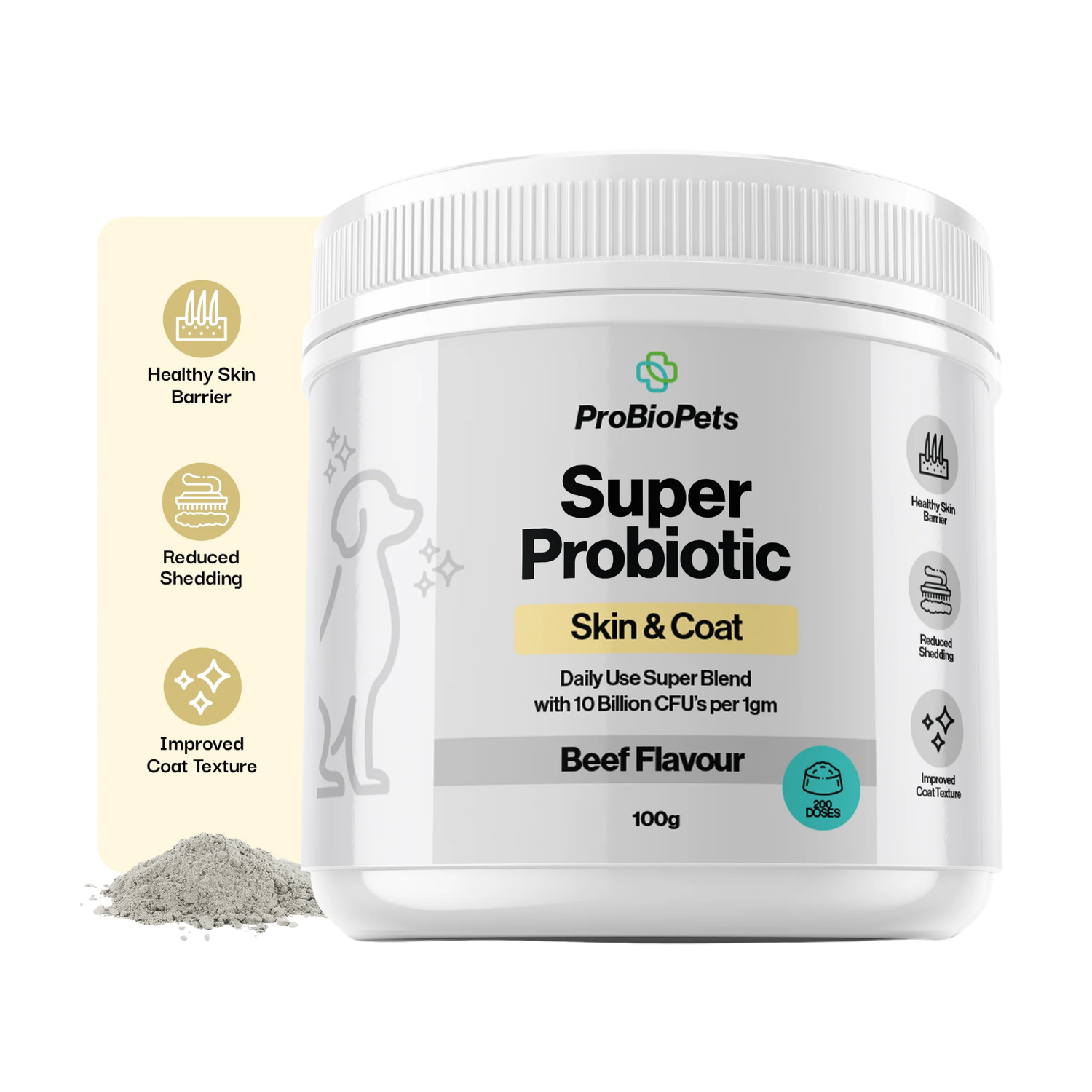 Skin & Coat Probiotic Powder for Dogs & Cats packaging – Shiny Coat