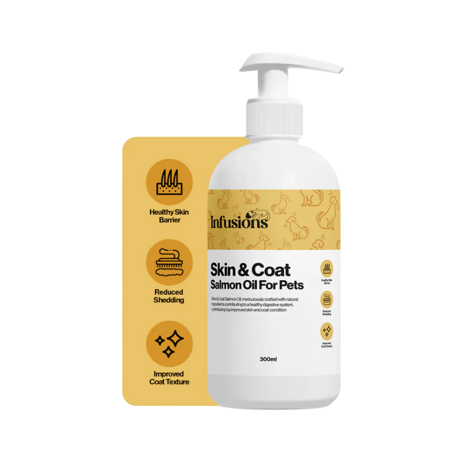 Skin & Coat Salmon Oil Infusion for Dogs (300ml) packaging – Dry Skin Relief