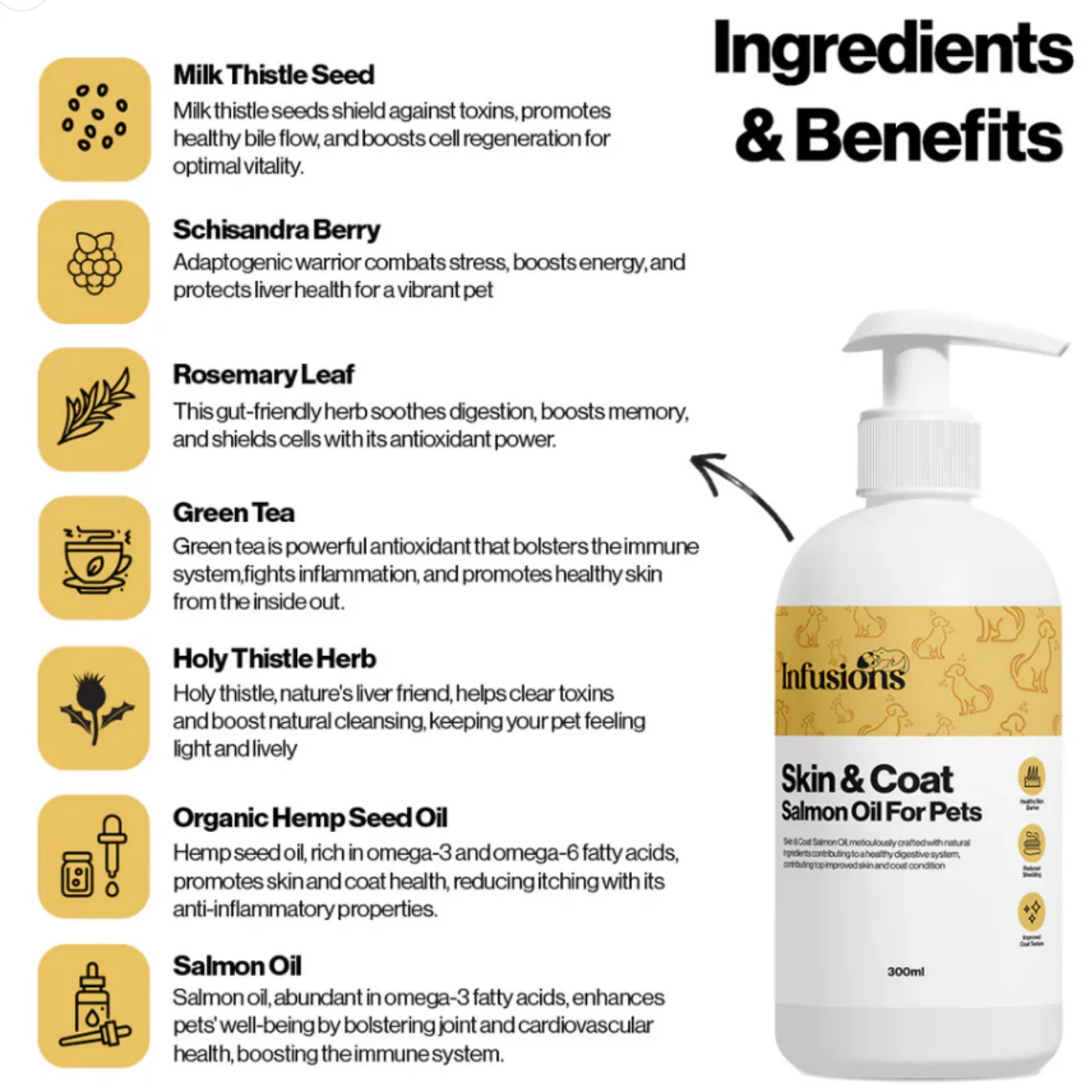 Skin & Coat Salmon Oil Infusion for Dogs (300ml) product detail – Omega-3 Boost
