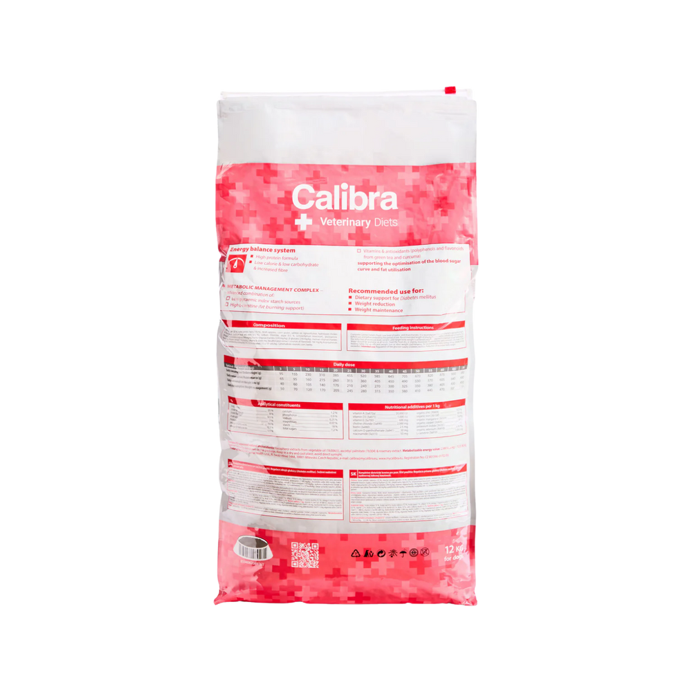 Calibra Veterinary Diet Diabetes & Obesity Dry Dog Food packaging – Weight Management